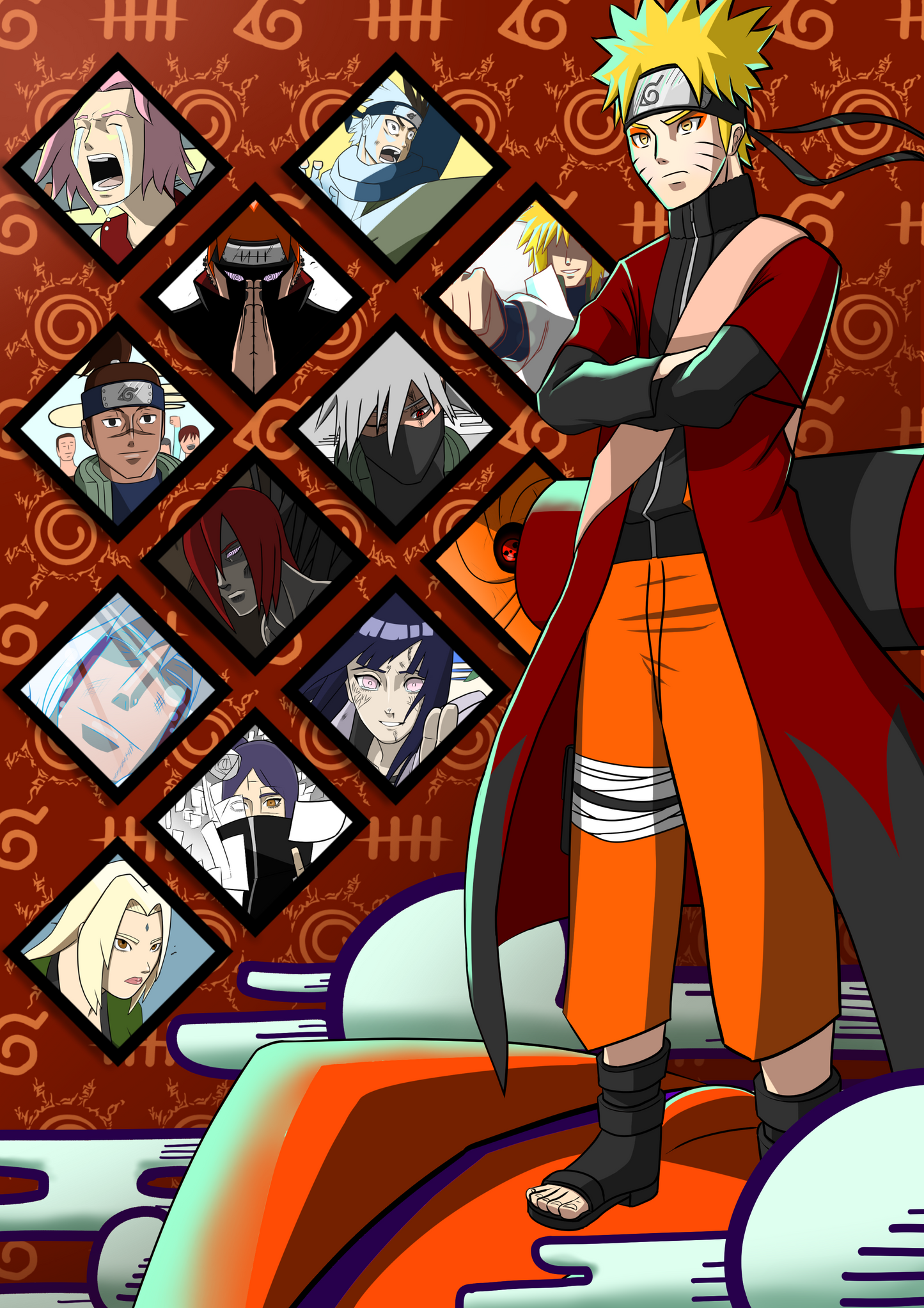 Pain Invasion Arc Print | Naruto Inspired Fan Art | A4 Physical Print