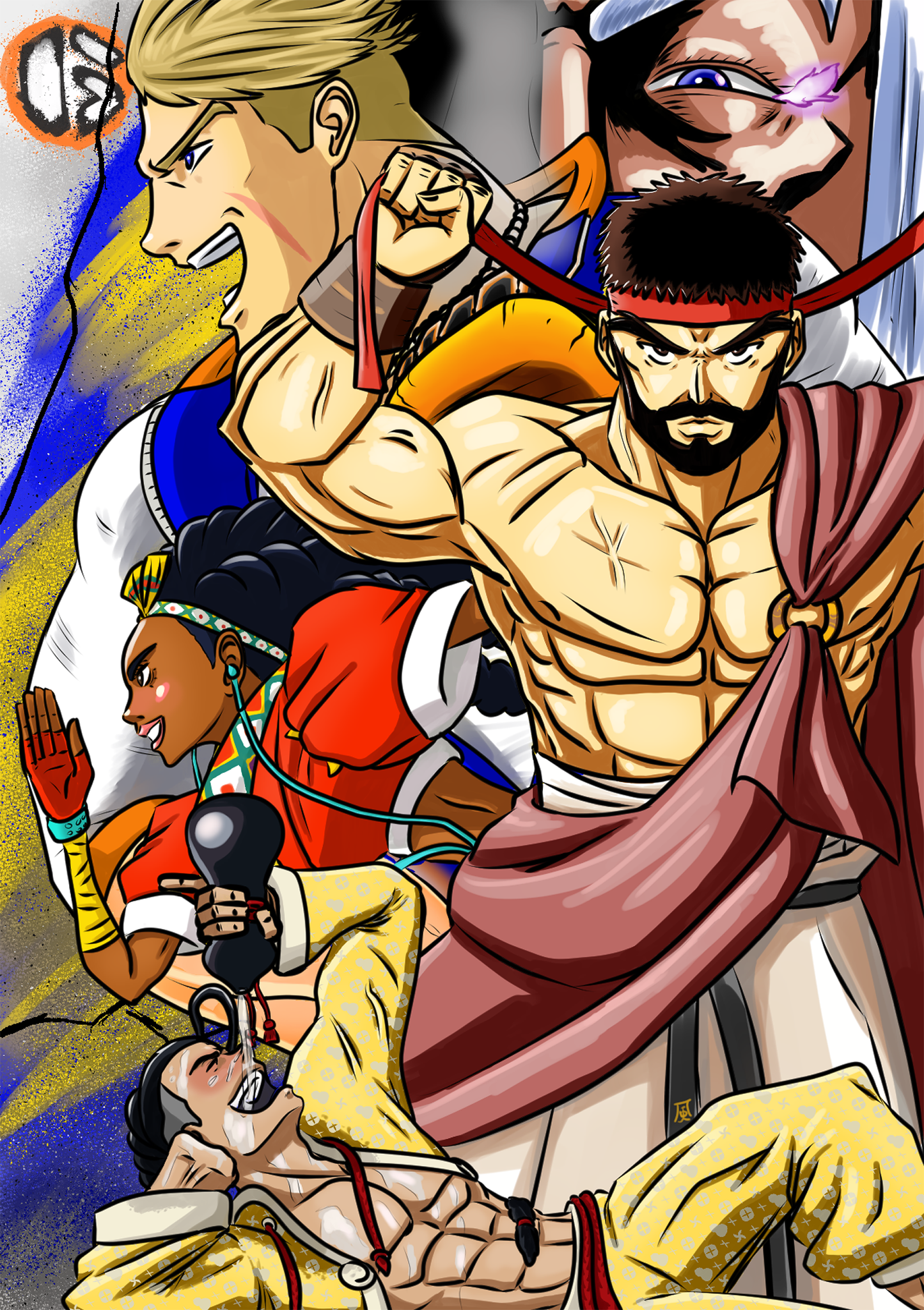 Ryu Vs The Newcomers | Street Fighter 6 Inspired Fan Art | A4 Digital Print