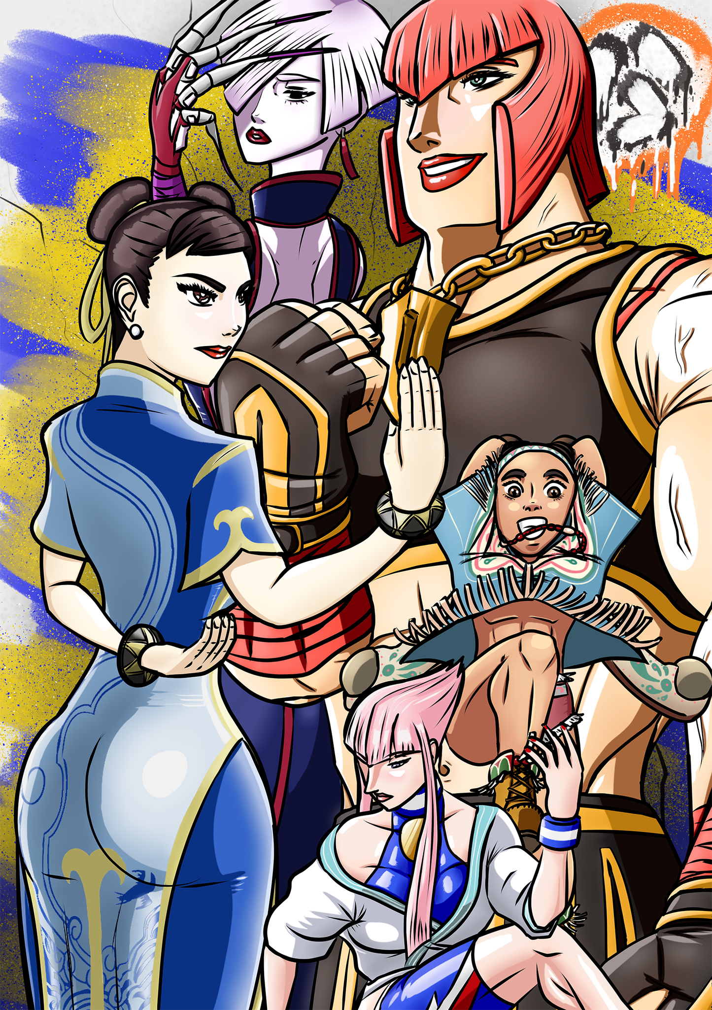 Chun-Li Vs The New Challengers | Street Fighter 6 Inspired Fan Art | A4 Digital Print