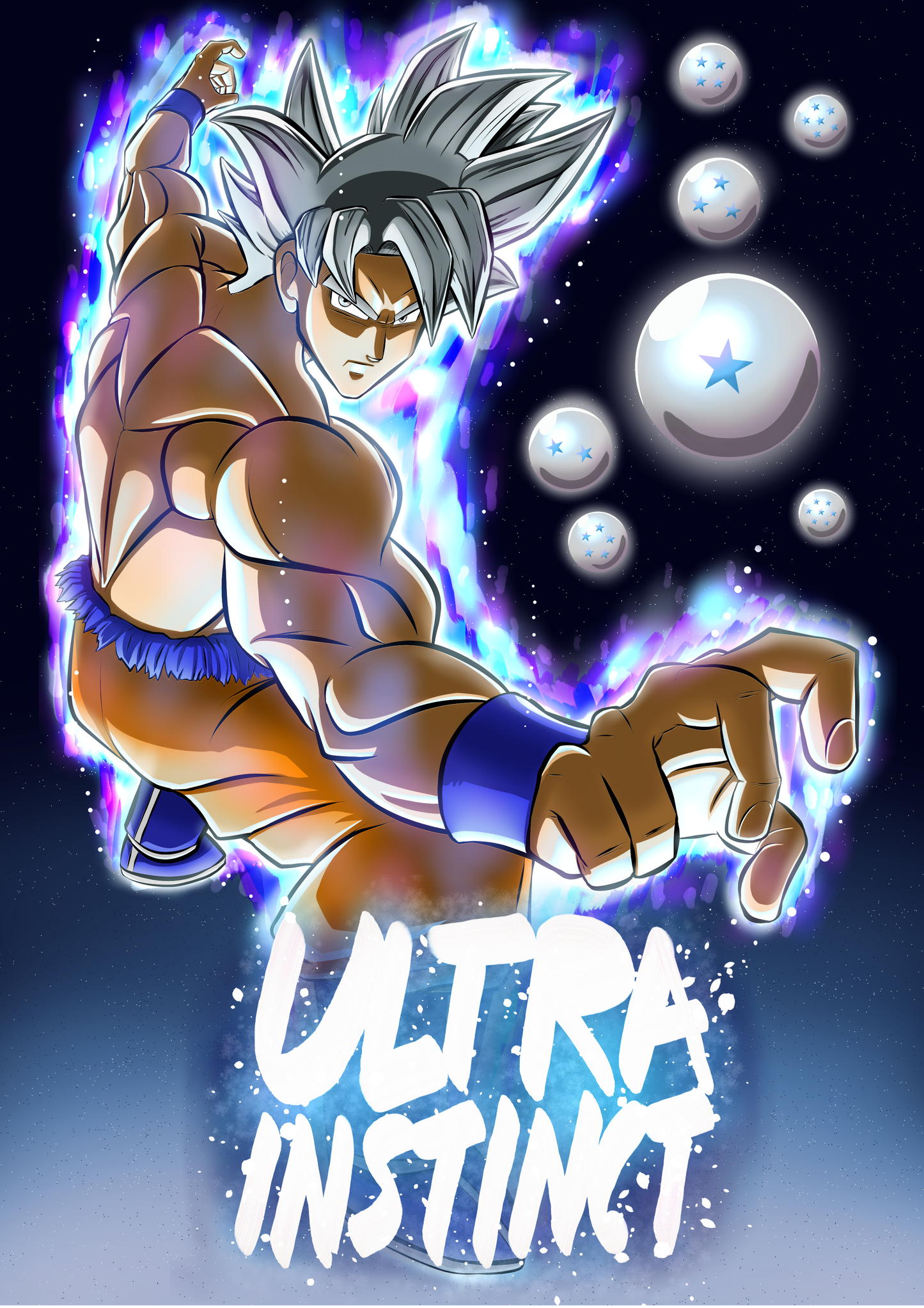 Ultra Instinct Print | DBS Inspired Fan Art | A4 Physical Print
